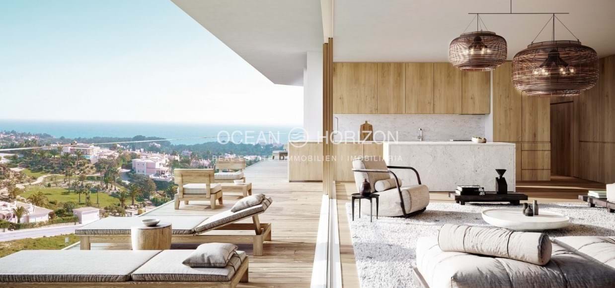 Apartamento T3 com vista para o mar, terraço no telhado de 121 m² e piscina privada em Carvoeiro